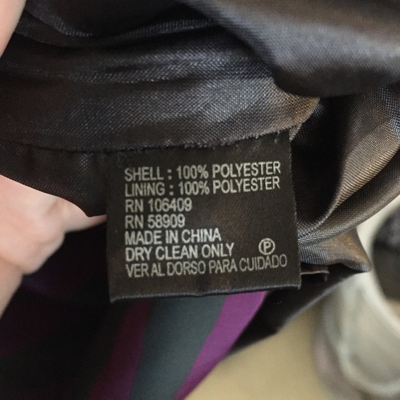 Tahari Purple & Gray Zebra Print Shift Dress | Long Sleeve Knee-Length Workwear - Picture 6 of 7